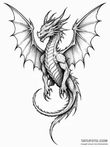 Ashen dragon with cracked wings, tattoo drawi... - эскиз тату (№1752208011_0, 11.07.2025 04:26) — Tatufoto.com