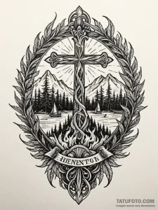 A powerful burning forest, devastating,, tatt... - эскиз тату (№1752208094_0, 11.07.2025 04:28) — Tatufoto.com