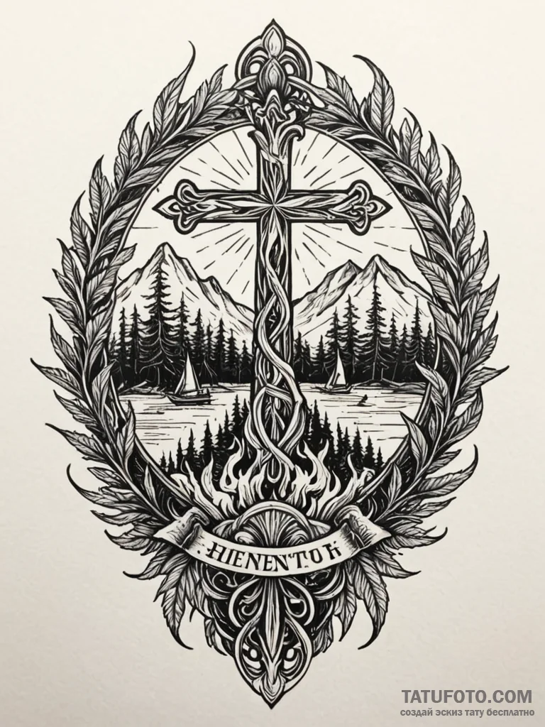 A powerful burning forest, devastating,, tatt… — эскиз тату (№1752208094_0, 11.07.2025 04:28) — Tatufoto.com