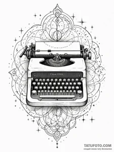 A typewriter typing out a constellation map,... - эскиз тату (№1752208262_0, 11.07.2025 04:31) — Tatufoto.com