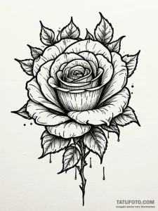 Arcane rose crumbling into dust, tattoo line... - эскиз тату (№1752208512_0, 11.07.2025 04:35) — Tatufoto.com