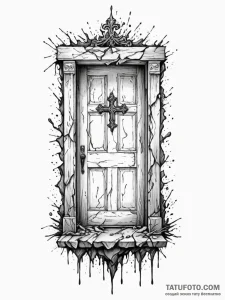 Crumbling door to forgotten realm, tattoo ske... - эскиз тату (№1752208597_0, 11.07.2025 04:36) — Tatufoto.com