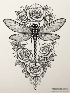 Dragonfly with intricate, filigree metal wing... - эскиз тату (№1752208764_0, 11.07.2025 04:39) — Tatufoto.com