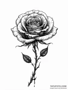 A wilting black rose losing its petals - эскиз тату (№1752208933_0, 11.07.2025 04:42) — Tatufoto.com