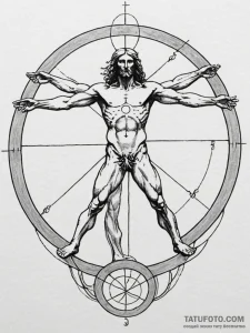 Da vinci's vitruvian man, a symbol of harmony... - эскиз тату (№1752209343_0, 11.07.2025 04:49) — Tatufoto.com