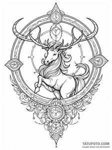 Sagittarius (zodiac sign), tattoo line art, m... - эскиз тату (№1752209427_0, 11.07.2025 04:50) — Tatufoto.com