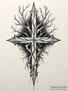 Fractured blade within spectral tree, tattoo... - эскиз тату (№1752209845_0, 11.07.2025 04:57) — Tatufoto.com