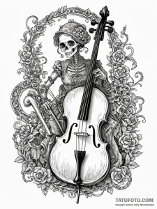 Automaton playing a cello made of bone and wi... - эскиз тату (№1752210439_0, 11.07.2025 05:07) — Tatufoto.com