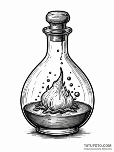 Potion bottle with glowing liquid - эскиз тату (№1752210857_0, 11.07.2025 05:14) — Tatufoto.com