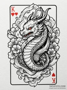 Queen of hearts playing card with an elegant,... - эскиз тату (№1752211696_0, 11.07.2025 05:28) — Tatufoto.com