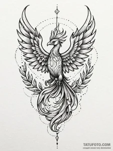 Ember of a dying fire forming a phoenix, tatt... - эскиз тату (№1752212203_0, 11.07.2025 05:36) — Tatufoto.com