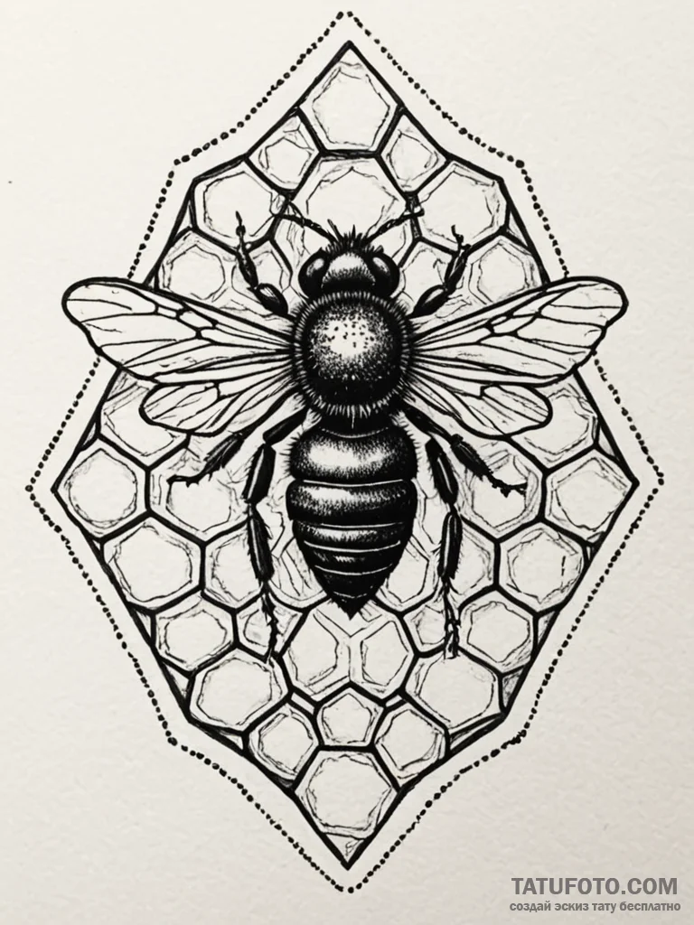 Honeycomb, tattoo drawing outline, profession... - эскиз тату (№1752212455_0, 11.07.2025 05:40) — Tatufoto.com