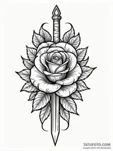 Dagger through shadow rose, tattoo drawing ou... - эскиз тату (№1752212793_0, 11.07.2025 05:46) — Tatufoto.com