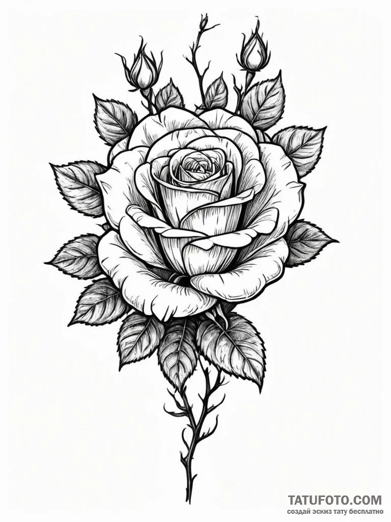 Rose bush growing out of a ribcage, ink illus... - эскиз тату (№1752212877_0, 11.07.2025 05:47) — Tatufoto.com