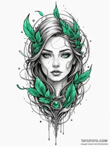 Emerald relic sealed in obsidian, ink illustr... - эскиз тату (№1752213384_0, 11.07.2025 05:56) — Tatufoto.com