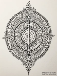 Old spear broken in ritual circle, tattoo dra... - эскиз тату (№1752213469_0, 11.07.2025 05:57) — Tatufoto.com