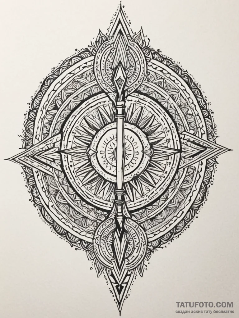 Old spear broken in ritual circle, tattoo dra... - эскиз тату (№1752213469_0, 11.07.2025 05:57) — Tatufoto.com