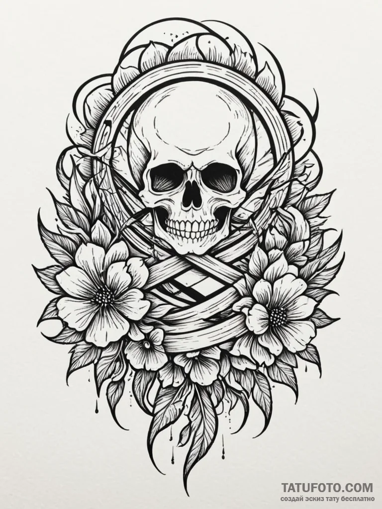 Undying bloom beneath spectral storm, tattoo… — эскиз тату (№1752213552_0, 11.07.2025 05:59) — Tatufoto.com