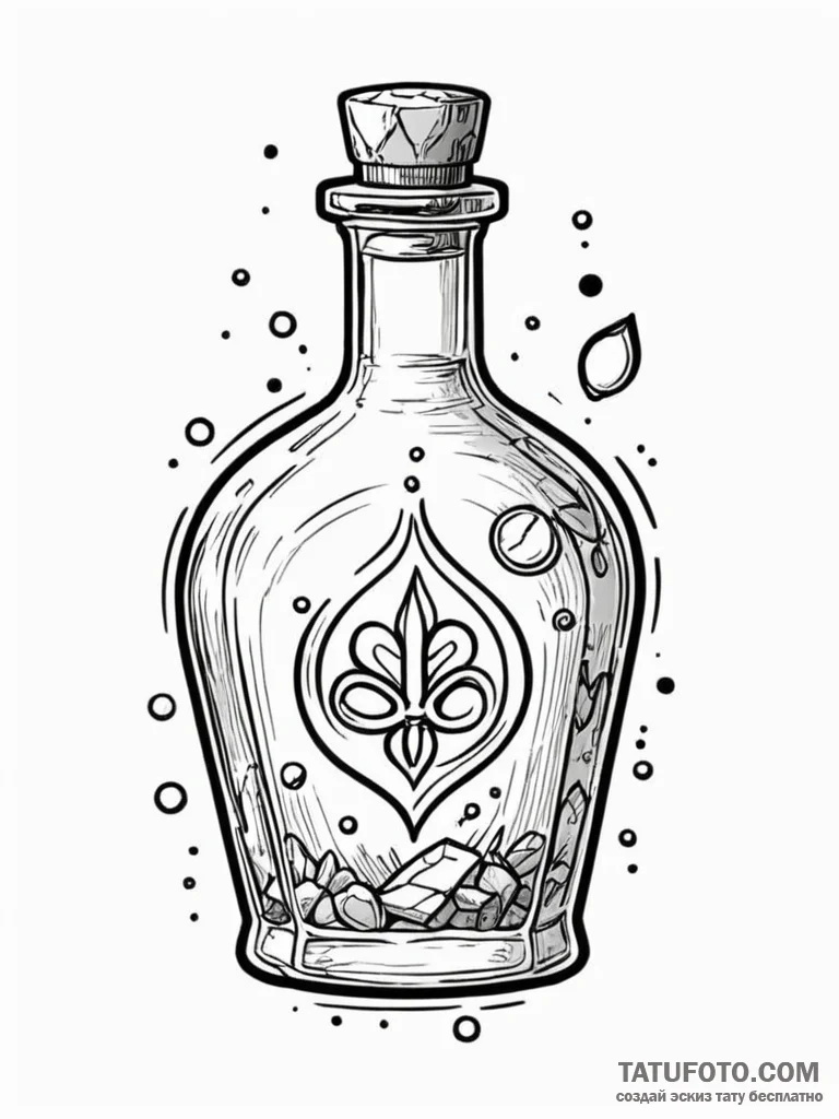 A health potion bottle (from video games) — эскиз тату (№1752213636_0, 11.07.2025 06:00) — Tatufoto.com