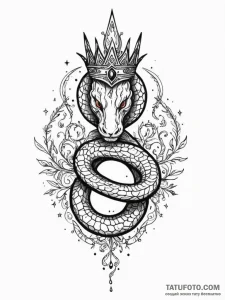 Hollow serpent crowned in stars, ink illustra... - эскиз тату (№1752213884_0, 11.07.2025 06:04) — Tatufoto.com