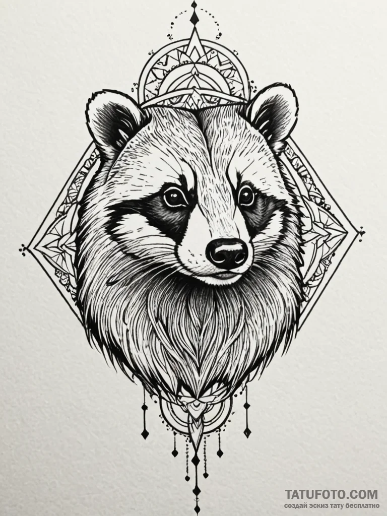 Badger, tattoo sketch design, geometric tatto… — эскиз тату (№1752214566_0, 11.07.2025 06:16) — Tatufoto.com
