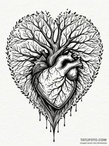 Etched heart beneath spectral tree, tattoo fl... - эскиз тату (№1752214651_0, 11.07.2025 06:17) — Tatufoto.com