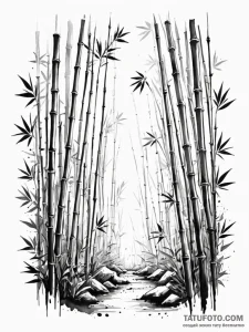 A detailed bamboo forest with light rays, mys... - эскиз тату (№1752214736_0, 11.07.2025 06:18) — Tatufoto.com