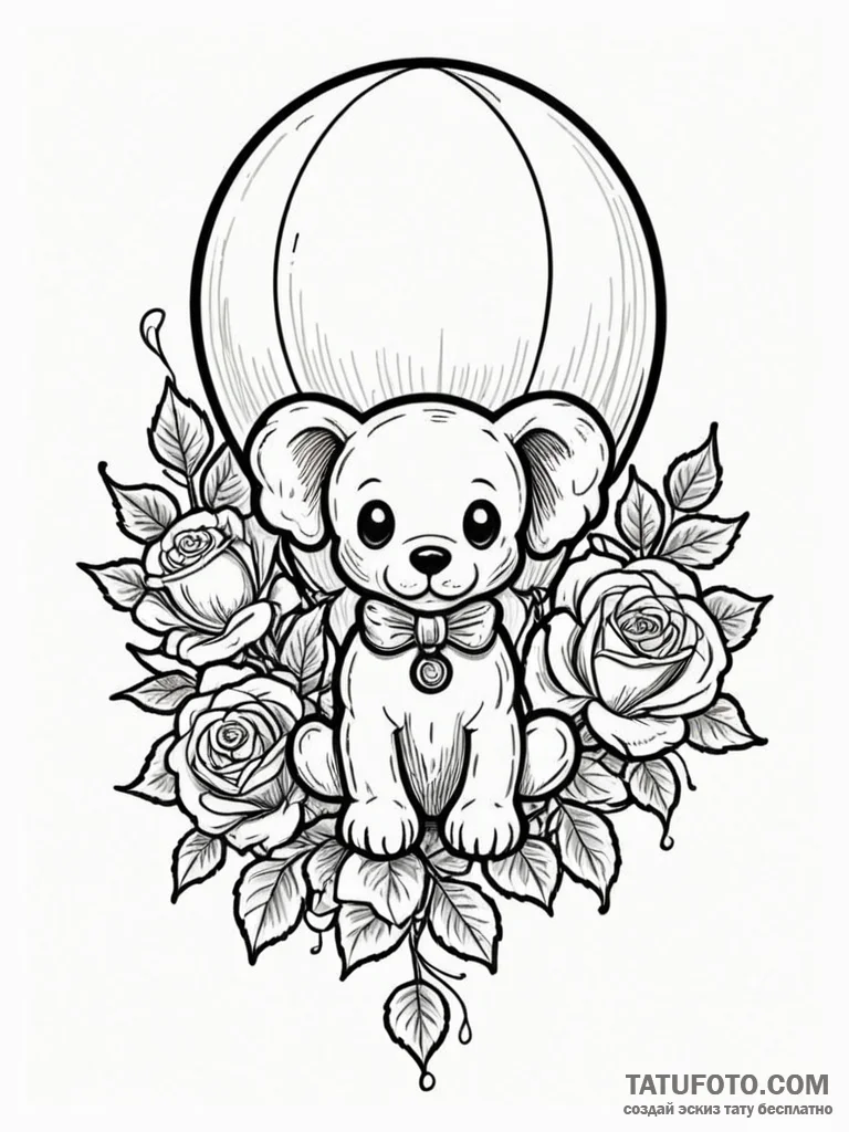 A whimsical balloon dog, pop art,, tattoo dra... - эскиз тату (№1752214821_0, 11.07.2025 06:20) — Tatufoto.com