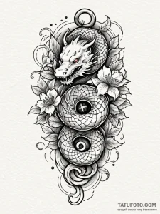 Locked serpent winding around key, tattoo fla... - эскиз тату (№1752215750_0, 11.07.2025 06:35) — Tatufoto.com