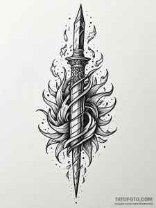 Dagger forming spiral flame, concept art for... - эскиз тату (№1752216086_0, 11.07.2025 06:41) — Tatufoto.com