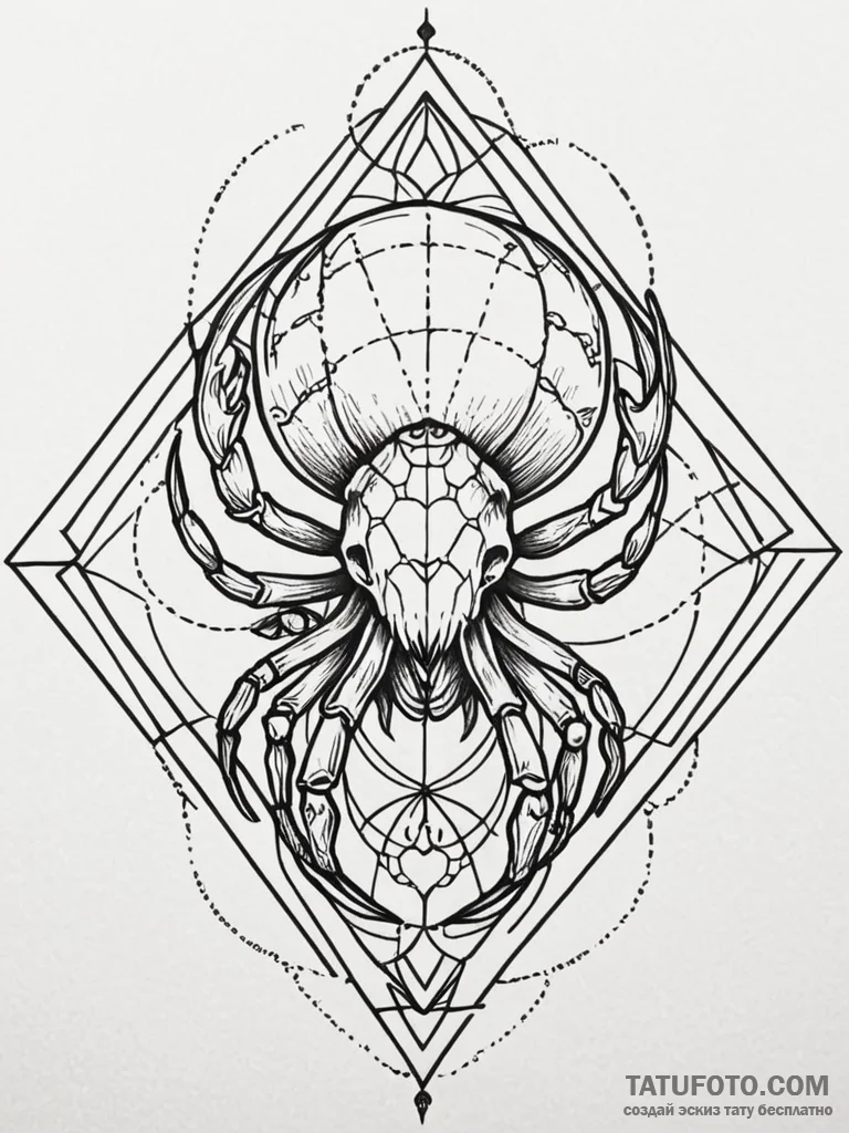 Hermit crab using a human skull as its shell,... - эскиз тату (№1752216171_0, 11.07.2025 06:42) — Tatufoto.com