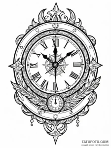 A detailed broken wall clock, still,, tattoo... - эскиз тату (№1752216338_0, 11.07.2025 06:45) — Tatufoto.com