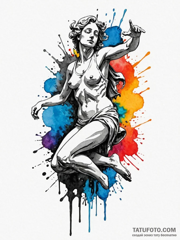 Black tear falling from statue, artistic tatt... - эскиз тату (№1752216423_0, 11.07.2025 06:47) — Tatufoto.com