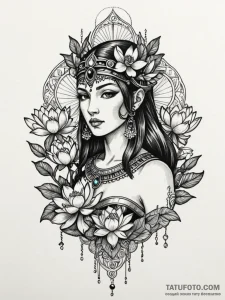 Cleopatra's asp coiled around a blooming lotu... - эскиз тату (№1752216843_0, 11.07.2025 06:54) — Tatufoto.com