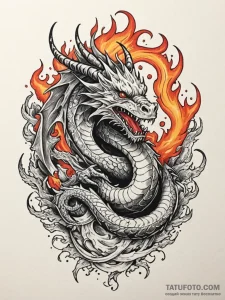 Dragon rider in spectral flames, tattoo flash... - эскиз тату (№1752217011_0, 11.07.2025 06:56) — Tatufoto.com