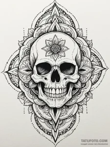 Skull, ink illustration for tattoo, bold outl... - эскиз тату (№1752217091_0, 11.07.2025 06:58) — Tatufoto.com
