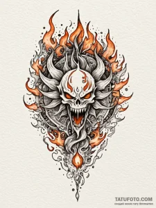 Hollow relic devouring celestial flame, tatto... - эскиз тату (№1752217175_0, 11.07.2025 06:59) — Tatufoto.com