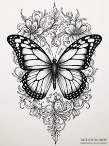 Monarch butterfly, representing transformatio... - эскиз тату (№1752217594_0, 11.07.2025 07:06) — Tatufoto.com