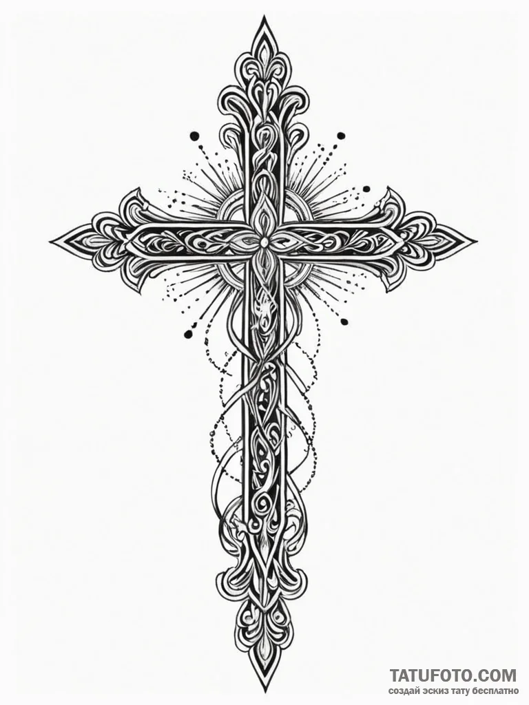 A powerful burning cross, symbolic,, tattoo f… — эскиз тату (№1752218012_0, 11.07.2025 07:13) — Tatufoto.com