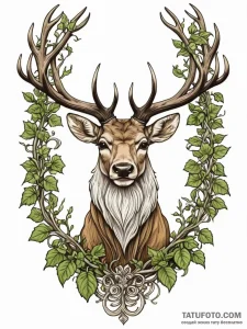 Noble stag crowned with ivy, tattoo sketch de... - эскиз тату (№1752218096_0, 11.07.2025 07:14) — Tatufoto.com