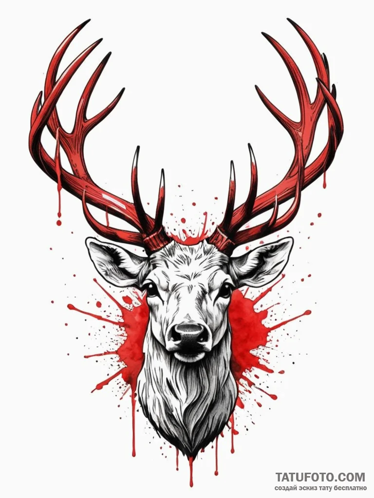 Etched antlers of bone stag, tattoo line art,... - эскиз тату (№1752218514_0, 11.07.2025 07:21) — Tatufoto.com