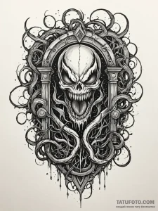 Venom roots beneath celestial gate, artistic... - эскиз тату (№1752218598_0, 11.07.2025 07:23) — Tatufoto.com
