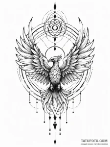 Ice phoenix with jagged wings, artistic tatto... - эскиз тату (№1752218937_0, 11.07.2025 07:28) — Tatufoto.com