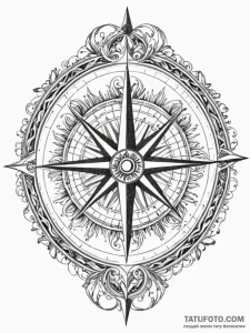 Compass rose from an old nautical chart, tatt... - эскиз тату (№1752219271_0, 11.07.2025 07:34) — Tatufoto.com