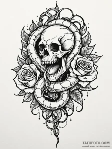Ghostly serpent devouring starlight, ink illu... - эскиз тату (№1752219688_0, 11.07.2025 07:41) — Tatufoto.com
