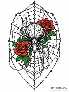 Spider weaving a web with binary code, artist... - эскиз тату (№1752219939_0, 11.07.2025 07:45) — Tatufoto.com