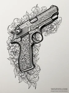 Desert eagle pistol with intricate, baroque e... - эскиз тату (№1752220611_0, 11.07.2025 07:56) — Tatufoto.com