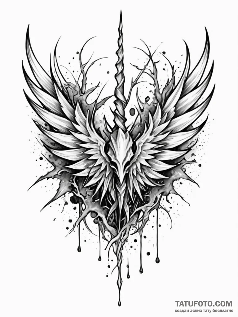 Frozen wings wrapped in thorns, tattoo sketch... - эскиз тату (№1752220961_0, 11.07.2025 08:02) — Tatufoto.com