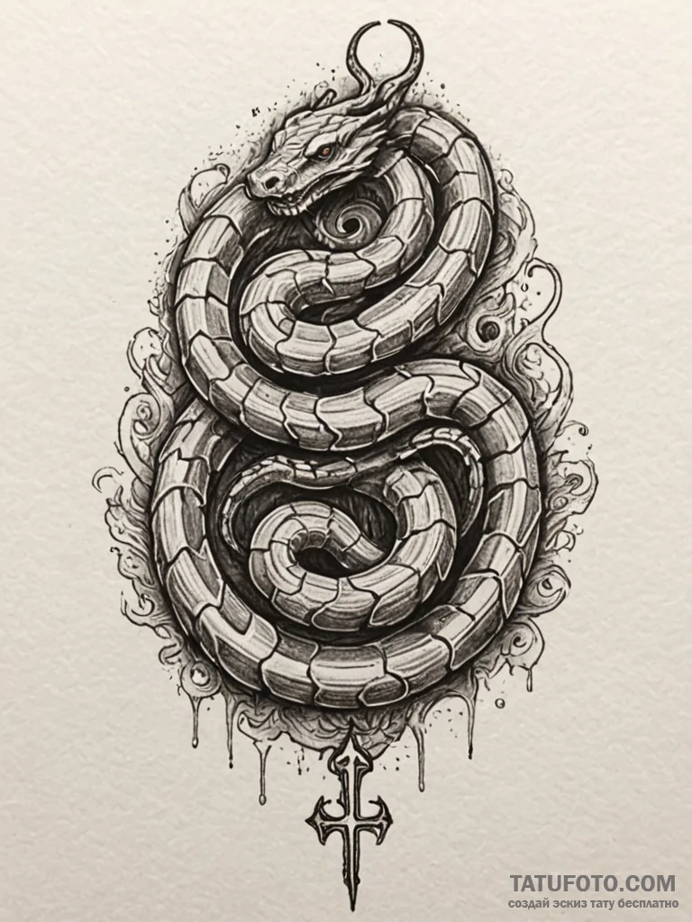 Labyrinth serpent beneath ice, concept art fo... - эскиз тату (№1752221211_0, 11.07.2025 08:06) — Tatufoto.com