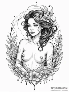 Oracle reading futures in a pool of ink, ink... - эскиз тату (№1752221392_0, 11.07.2025 08:09) — Tatufoto.com